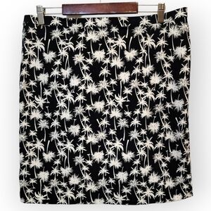 Jaclyn Smith Black White Palm Tree Print Skirt Size 12